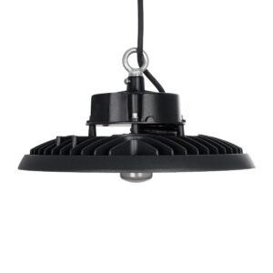 GLOBOSTAR® INDUSTRY 61706 Βιομηχανικό Φωτιστικό Καμπάνα High Bay UFO Τεχνολογίας Smart Group Linkable Control System 2.4Ghz με Αισθητήρα Κίνησης Microwave LED 200W 30000lm SDCM<5 90° AC 85-265V Αδιάβροχο IP65 IK08 Φυσικό Λευκό 5000K - 338 x Sanan Opto SMD Chip & TÜV SÜD Driver - Μαύρο Χυτό Αλουμίνιο - Μ30 x Π30 x Υ16cm - 5 Χρόνια Εγγύηση
