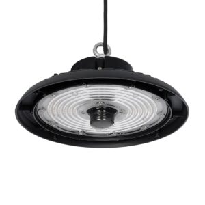 GLOBOSTAR® INDUSTRY 61706 Βιομηχανικό Φωτιστικό Καμπάνα High Bay UFO Τεχνολογίας Smart Group Linkable Control System 2.4Ghz με Αισθητήρα Κίνησης Microwave LED 200W 30000lm SDCM<5 90° AC 85-265V Αδιάβροχο IP65 IK08 Φυσικό Λευκό 5000K - 338 x Sanan Opto SMD Chip & TÜV SÜD Driver - Μαύρο Χυτό Αλουμίνιο - Μ30 x Π30 x Υ16cm - 5 Χρόνια Εγγύηση