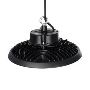 GLOBOSTAR® INDUSTRY 61706 Βιομηχανικό Φωτιστικό Καμπάνα High Bay UFO Τεχνολογίας Smart Group Linkable Control System 2.4Ghz με Αισθητήρα Κίνησης Microwave LED 200W 30000lm SDCM<5 90° AC 85-265V Αδιάβροχο IP65 IK08 Φυσικό Λευκό 5000K - 338 x Sanan Opto SMD Chip & TÜV SÜD Driver - Μαύρο Χυτό Αλουμίνιο - Μ30 x Π30 x Υ16cm - 5 Χρόνια Εγγύηση