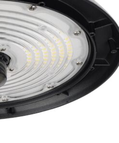 GLOBOSTAR® INDUSTRY 61706 Βιομηχανικό Φωτιστικό Καμπάνα High Bay UFO Τεχνολογίας Smart Group Linkable Control System 2.4Ghz με Αισθητήρα Κίνησης Microwave LED 200W 30000lm SDCM<5 90° AC 85-265V Αδιάβροχο IP65 IK08 Φυσικό Λευκό 5000K - 338 x Sanan Opto SMD Chip & TÜV SÜD Driver - Μαύρο Χυτό Αλουμίνιο - Μ30 x Π30 x Υ16cm - 5 Χρόνια Εγγύηση