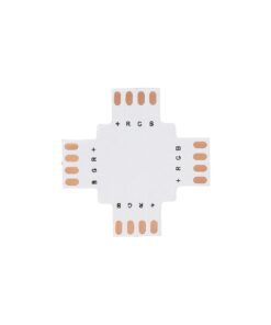 GloboStar® 70709 Connector + Σταυρός για RGB Ταινίες LED 7.2 & 14.4 Watt – Μ3 x Π3 x Υ0.1cm