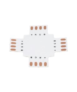 GloboStar® 70709 Connector + Σταυρός για RGB Ταινίες LED 7.2 & 14.4 Watt – Μ3 x Π3 x Υ0.1cm