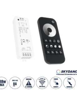 GloboStar® 73118 RT1+V1 SKYDANCE ΣΕΤ Dimmer & Ασύρματο Χειριστήριο Αφής 1 Group RF 2.4Ghz 8A Max DC 5-36V (288W) – DC 3V IP20 – 5 Χρόνια Εγγύηση