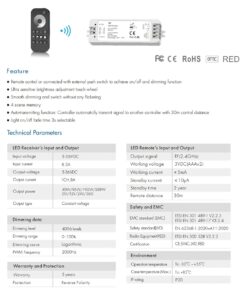 GloboStar® 73118 RT1+V1 SKYDANCE ΣΕΤ Dimmer & Ασύρματο Χειριστήριο Αφής 1 Group RF 2.4Ghz 8A Max DC 5-36V (288W) – DC 3V IP20 – 5 Χρόνια Εγγύηση