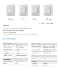 GloboStar® 73122 PF1-2 SKYDANCE Ασύρματο Επιτοίχιο Χειριστήριο 2 Group RF 2.4Ghz DC3V IP20 – Μ8.5 x Π8.5 x Υ1.7cm – 5 Χρόνια Εγγύηση