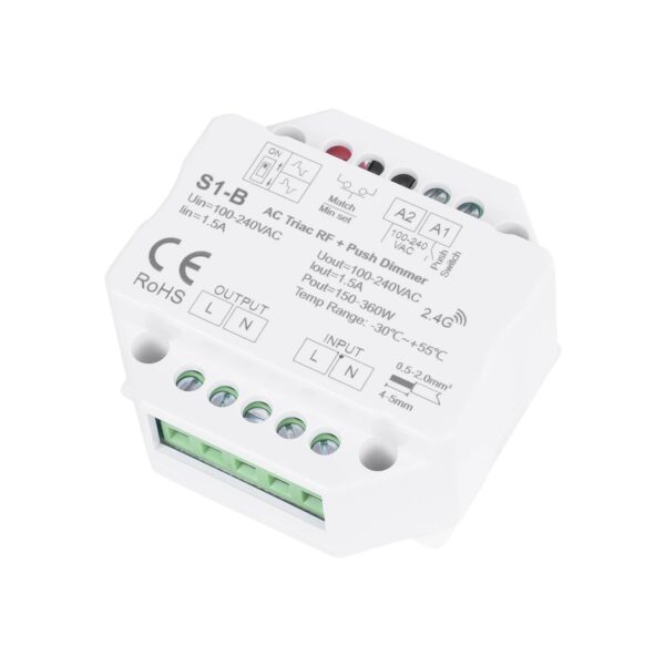GloboStar® 73124 S1-B+R11 SKYDANCE ΣΕΤ Dimmer & Ασύρματο Χειριστήριο Αφής 1 Group RF 2.4Ghz 1.5A Max AC100-240V (360W) – DC 3V IP20 – 5 Χρόνια Εγγύηση