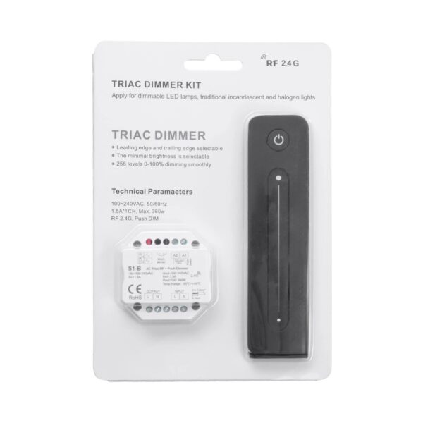 GloboStar® 73124 S1-B+R11 SKYDANCE ΣΕΤ Dimmer & Ασύρματο Χειριστήριο Αφής 1 Group RF 2.4Ghz 1.5A Max AC100-240V (360W) – DC 3V IP20 – 5 Χρόνια Εγγύηση