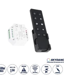 GloboStar® 73125 S1-B+R1 SKYDANCE ΣΕΤ Dimmer & Ασύρματο Χειριστήριο Αφής 1 Group RF 2.4Ghz 1.5A Max AC100-240V (360W) – DC 3V IP20 – 5 Χρόνια Εγγύηση