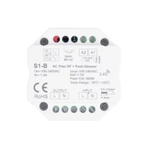 GloboStar® 73125 S1-B+R1 SKYDANCE ΣΕΤ Dimmer & Ασύρματο Χειριστήριο Αφής 1 Group RF 2.4Ghz 1.5A Max AC100-240V (360W) – DC 3V IP20 – 5 Χρόνια Εγγύηση