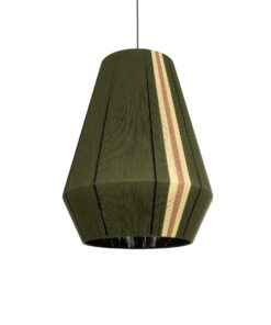 GloboStar® SALERNO 02335 Boho Κρεμαστό Φωτιστικό Πλέγμα Μονόφωτο 1 x E27 IP20 Πράσινο, Μπεζ & Καφέ Νήμα – Μ50 x Π50 x Υ60cm