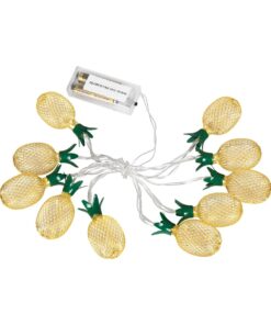 GloboStar® 85806 Διακοσμητική Γιρλάντα Pineapple Lamp 2 Μέτρα με Διακόπτη On/Off – 10 LED 1W με Μπαταρίες 2xAA & Διάφανο Καλώδιο IP44 Θερμό Λευκό 3000K Μ2m