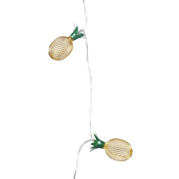 GloboStar® 85806 Διακοσμητική Γιρλάντα Pineapple Lamp 2 Μέτρα με Διακόπτη On/Off – 10 LED 1W με Μπαταρίες 2xAA & Διάφανο Καλώδιο IP44 Θερμό Λευκό 3000K Μ2m