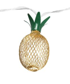 GloboStar® 85806 Διακοσμητική Γιρλάντα Pineapple Lamp 2 Μέτρα με Διακόπτη On/Off – 10 LED 1W με Μπαταρίες 2xAA & Διάφανο Καλώδιο IP44 Θερμό Λευκό 3000K Μ2m