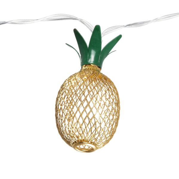 GloboStar® 85806 Διακοσμητική Γιρλάντα Pineapple Lamp 2 Μέτρα με Διακόπτη On/Off – 10 LED 1W με Μπαταρίες 2xAA & Διάφανο Καλώδιο IP44 Θερμό Λευκό 3000K Μ2m