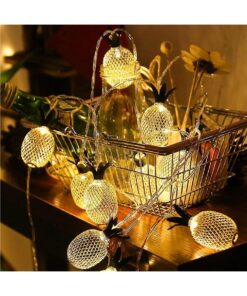 GloboStar® 85806 Διακοσμητική Γιρλάντα Pineapple Lamp 2 Μέτρα με Διακόπτη On/Off – 10 LED 1W με Μπαταρίες 2xAA & Διάφανο Καλώδιο IP44 Θερμό Λευκό 3000K Μ2m