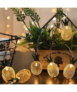 GloboStar® 85806 Διακοσμητική Γιρλάντα Pineapple Lamp 2 Μέτρα με Διακόπτη On/Off – 10 LED 1W με Μπαταρίες 2xAA & Διάφανο Καλώδιο IP44 Θερμό Λευκό 3000K Μ2m