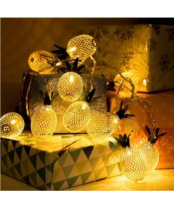 GloboStar® 85806 Διακοσμητική Γιρλάντα Pineapple Lamp 2 Μέτρα με Διακόπτη On/Off – 10 LED 1W με Μπαταρίες 2xAA & Διάφανο Καλώδιο IP44 Θερμό Λευκό 3000K Μ2m