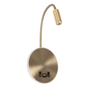 GloboStar® GOOSE 61697 Φωτιστικό Τοίχου – Απλίκα LED 6W 600lm 36° AC 220-240V IP20 – Reading Light & 360° Κρυφός Φωτισμός – Φορτιστής USB 3A – Θερμό Λευκό 2700K Χρυσό Βούρτσας – Μ15.5 x Π22.5 x Υ30cm – 5 Xρόνια Εγγύηση