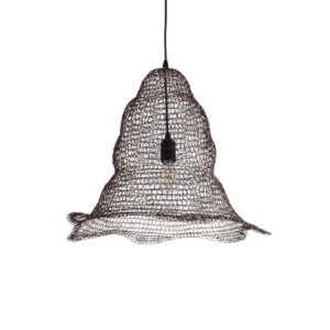 GloboStar® KENTUCKY 01890 Vintage Κρεμαστό Φωτιστικό Πλέγμα Μονόφωτο 1 x E27 IP20 Καφέ Μέταλλο – Μ50 x Π50 x Υ48cm