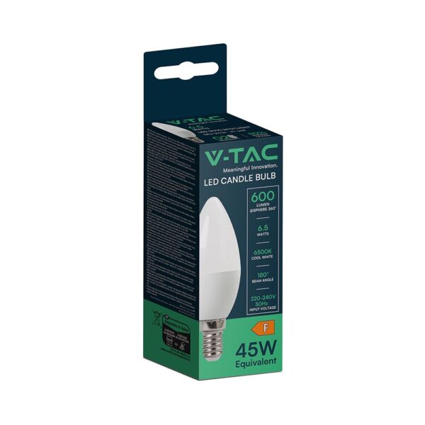 Λάμπα LED E14 Κεράκι 6.5W 600lm Θερμό Λευκό 3000K V-TAC – 211131