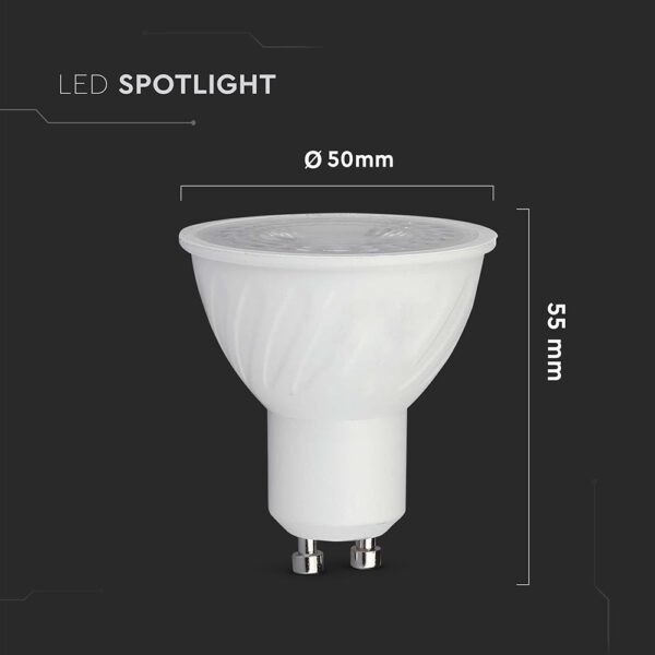 LED Λάμπα Spot GU10 6W V-TAC 38° 445lm 4000K – 211901