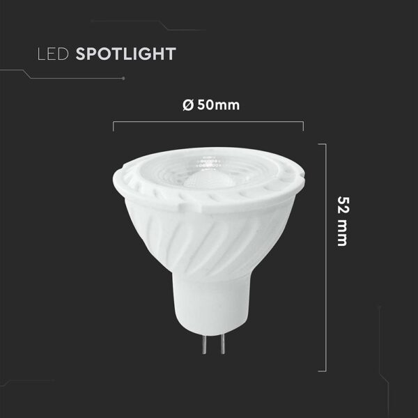 LED Λάμπα MR16 GU5.3 12V DC 6W V-TAC 38° 455lm Φυσικό Λευκό 4000K – 212081