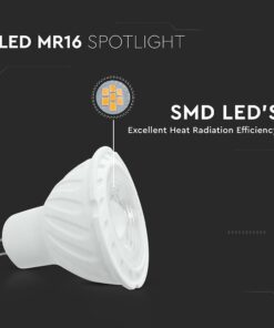 LED Λάμπα MR16 GU5.3 12V DC 6W V-TAC 38° 455lm Φυσικό Λευκό 4000K – 212081