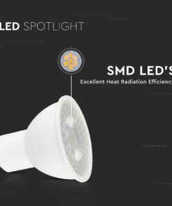LED Λάμπα Spot GU10 7.5W V-TAC 110° 610lm Θερμό Λευκό 3000K – 218721