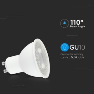 LED Λάμπα Spot GU10 7.5W V-TAC 110° 610lm Θερμό Λευκό 3000K – 218721