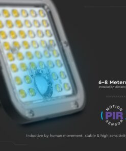 10W LED Ηλιακός Προβολέας Μαύρος 4000K+6000K με Ανιχνευτή Κίνησης & Τηλεχειριστήριο IP65 V-TAC 23756