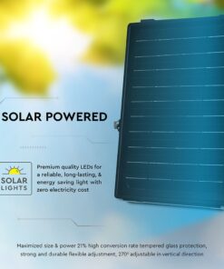 10W LED Ηλιακός Προβολέας Μαύρος 4000K+6000K με Ανιχνευτή Κίνησης & Τηλεχειριστήριο IP65 V-TAC 23756