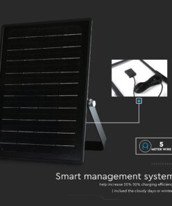 10W LED Ηλιακός Προβολέας Μαύρος 4000K+6000K με Ανιχνευτή Κίνησης & Τηλεχειριστήριο IP65 V-TAC 23756