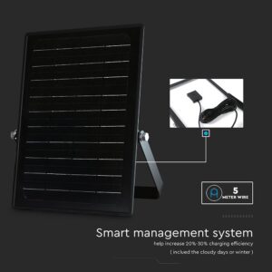 10W LED Ηλιακός Προβολέας Μαύρος 4000K+6000K με Ανιχνευτή Κίνησης & Τηλεχειριστήριο IP65 V-TAC  23756