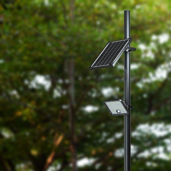 10W LED Ηλιακός Προβολέας Μαύρος 4000K+6000K με Ανιχνευτή Κίνησης & Τηλεχειριστήριο IP65 V-TAC  23756