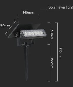 Ηλιακό Φωτιστικό Κήπου LED 0.9W V-TAC 23757 2σε1 Καρφωτό & Επιτοίχιο | Μαύρο IP65 Θερμό 3000K Εξωτερικού Χώρου