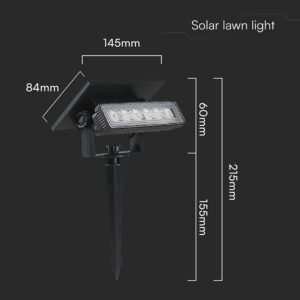 Ηλιακό Φωτιστικό Κήπου LED 0.9W V-TAC 23757 2σε1 Καρφωτό & Επιτοίχιο | Μαύρο IP65 Θερμό 3000K Εξωτερικού Χώρου