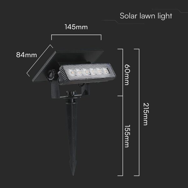 Ηλιακό Φωτιστικό Κήπου LED 0.9W V-TAC 23757 2σε1 Καρφωτό & Επιτοίχιο | Μαύρο IP65 Θερμό 3000K Εξωτερικού Χώρου