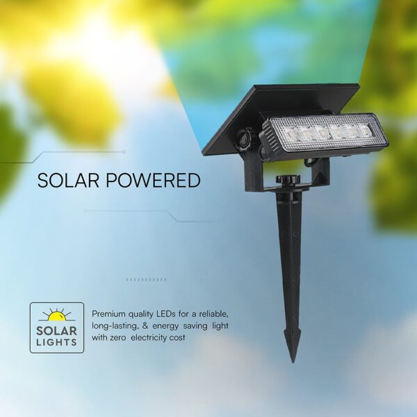Ηλιακό Φωτιστικό Κήπου LED 0.9W V-TAC 23757 2σε1 Καρφωτό & Επιτοίχιο | Μαύρο IP65 Θερμό 3000K Εξωτερικού Χώρου
