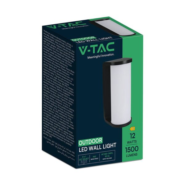 Φωτιστικό Τοίχου 12W LED Μαύρο IP65 CCT V-TAC 23758