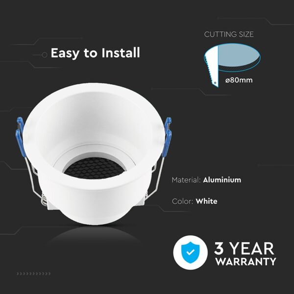 GU10 Fitting Round Aluminum Body Deep Anti Glare White Body With Hoyne CombV-TAC  23761