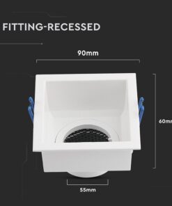GU10 Fitting Square Aluminum Body Deep Anti Glare White Body With Hoyne CombV-TAC 23763