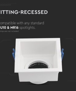 GU10 Fitting Square Aluminum Body Deep Anti Glare White Body With Hoyne CombV-TAC 23763