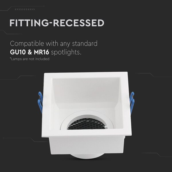 GU10 Fitting Square Aluminum Body Deep Anti Glare White Body With Hoyne CombV-TAC  23763