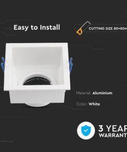 GU10 Fitting Square Aluminum Body Deep Anti Glare White Body With Hoyne CombV-TAC 23763