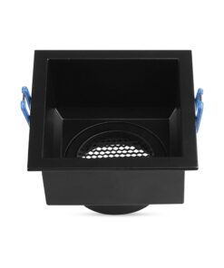 Χωνευτή Βάση Σποτ GU10 Τετράγωνη Μαύρη Αλουμινίου Βαθιά με Κυψέλες V-TAC 23764