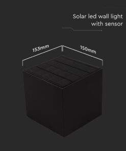 Ηλιακό Φωτιστικό Τοίχου LED 9W Down Μαύρο με Ανιχνευτή Κίνησης IP65 3σε1 V-TAC 23770