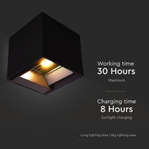Ηλιακό Φωτιστικό Τοίχου LED 9W Down Μαύρο με Ανιχνευτή Κίνησης IP65 3σε1 V-TAC 23770