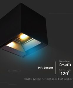 Ηλιακό Φωτιστικό Τοίχου LED 9W Down Μαύρο με Ανιχνευτή Κίνησης IP65 3σε1 V-TAC 23770