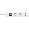 ΠΟΛΥΠΡΙΖΟ 2 ΘΕΣΕΩΝ & 2ΧUSB ΜΕ ΚΑΛ. & ΔΙΑΚ. 1.4Μ DUOVERSAL ΛΕΥΚΟ – 1-K234802007