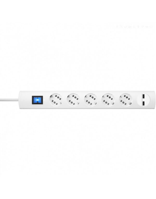 ΠΟΛΥΠΡΙΖΟ 5 ΘΕΣΕΩΝ & 2ΧUSB ΜΕ ΚΑΛ. & ΔΙΑΚ. 1.4Μ DUOVERSAL ΛΕΥΚΟ – 1-K234902000